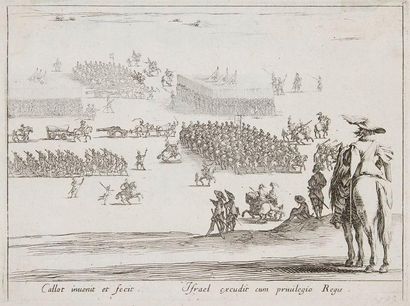 Jacques Callot (1592-1635) La Revue. Eau-forte. 160 x 120. Lieure 592. Belle épreuve....