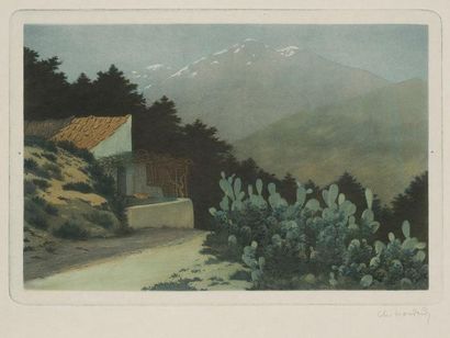 Charles Houdard (actif vers 1892-1914) La Montagne. Mars 1900. Eau-forte et aquatinte....