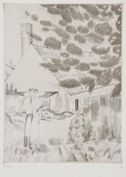 Jean-Emile LABOUREUR (1877-1943) Le Chemin de la forêt. 1926. Burin. 148 x 200. Laboureur...