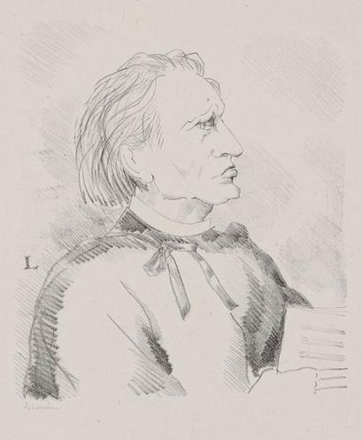 Jean-Emile LABOUREUR (1877-1943) Portrait de Liszt. 1927. Lithographie. 133 x 145....