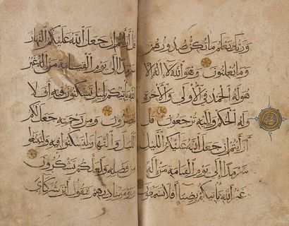 null Partie de Coran mamelouk, Proche-Orient, XIVe siècle Manuscrit sur papier, de...