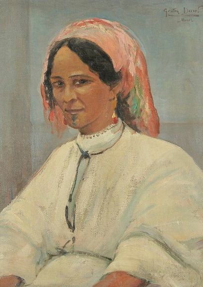 Gaston DUREL (1879-1954) Marocaine Huile sur toile. Signée et située «Maroc» en haut...