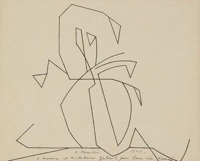 André BEAUDIN (1895-1979) 
Vase de fleurs, 1948
Dessin à l'encre.
Signé, daté et...