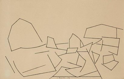André BEAUDIN (1895-1979) 
Composition, 1952
Dessin à l'encre.
Signé, daté et dédicacé...