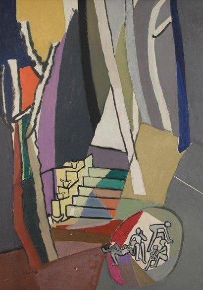 Suzanne ROGER (1899-1986) 
Le Jardin, 1955
Huile sur toile.
Signée en bas à gauche.
(Petits...