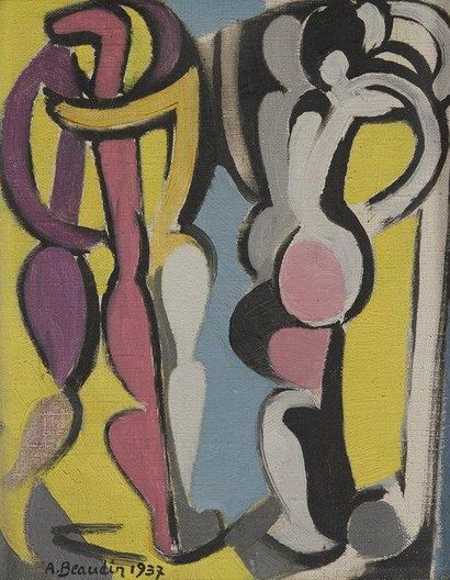 André BEAUDIN (1895-1979) 
Rencontre, 1937
Huile sur toile.
Signée et datée en bas...