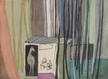 Suzanne ROGER (1899-1986) 
Dans les bois, 1958
Aquarelle et gouache.
Signée, datée...
