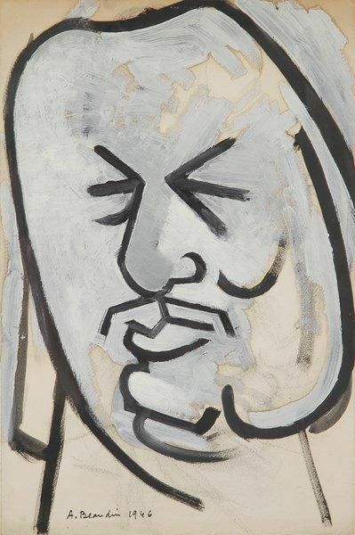 André BEAUDIN (1895-1979) 
Portrait d'homme, 1946
Gouache.
Signée et datée en bas...