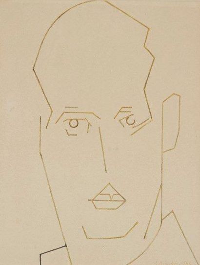 André BEAUDIN (1895-1979) 
Portrait d'homme, 1946
Dessin à l'encre.
Signé et daté...