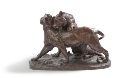 null Charles VALTON (1851-1918)

Les deux lionnes, grand modèle
Groupe en bronze...