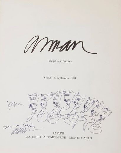 Armand Pierre FERNANDEZ dit ARMAN (1928-2005) Dédicace avec dessin autographe signée...