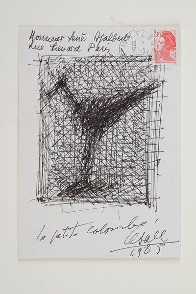 César BALDACCINI, dit CÉSAR (1921-1998) Dessin original sur enveloppe autographe...