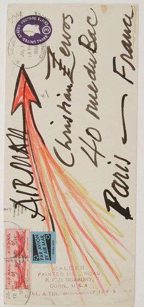 Alexander CALDER (1898-1976) Enveloppe autographe avec dessin, [Roxbury 27 juillet...