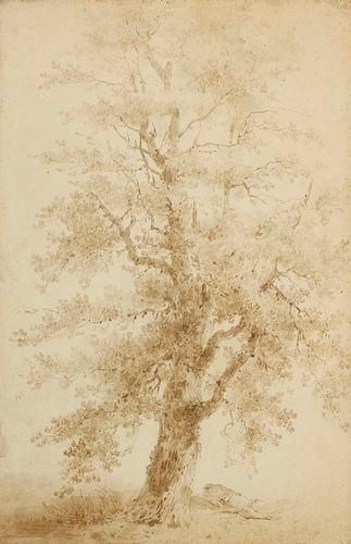 Attribué à Jean-Baptiste LEPRINCE (1734 - 1781) Un homme endormi sous un grand arbre...