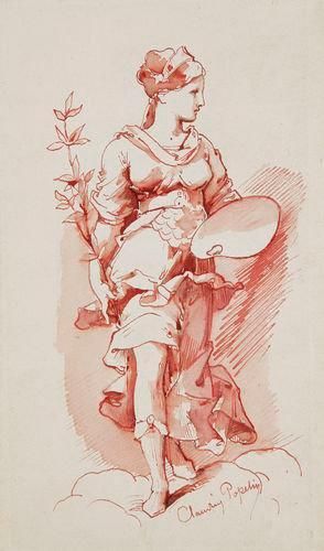 Claudius Marcel POPELIN - DUCARRE (Paris 1825-1892) Allégorie de la Peinture Lavis...