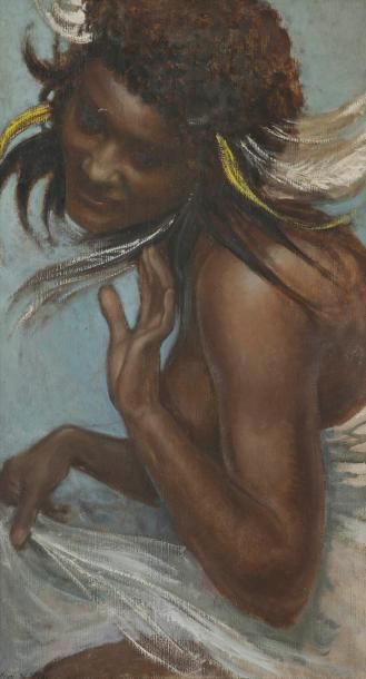 Henri GIRAULT DE NOLHAC (1884-1948) Danseuse africaine Huile sur toile. Non signée....