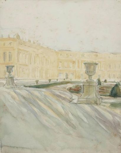Henri GIRAULT DE NOLHAC (1884-1948) Versailles, vue du château Dessin à l'aquarelle...