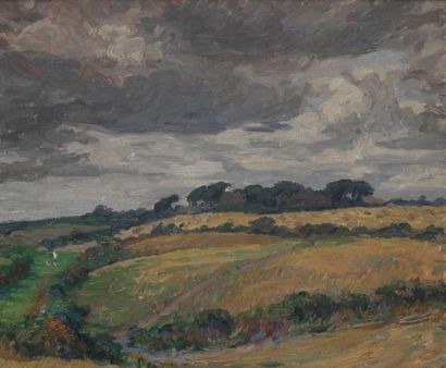 Joseph VITAL-LACAZE (1874-1946) Paysage de Douléan, 1912 Huile sur toile. Non signée....