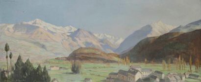Henri GIRAULT DE NOLHAC (1884-1948) La Vallée d'Argelès, 1935 Huile sur panneau....
