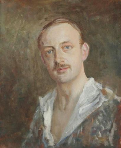 Henri GIRAULT DE NOLHAC (1884-1948) Autoportrait jeune Huile sur toile. Non signée....