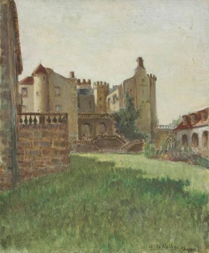 Henri GIRAULT DE NOLHAC (1884-1948) Château de Chazeron Huile sur toile. Signée et...