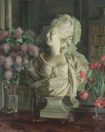 Henri GIRAULT DE NOLHAC (1884-1948) Buste de Marie-Antoinette, 1934 Huile sur toile....