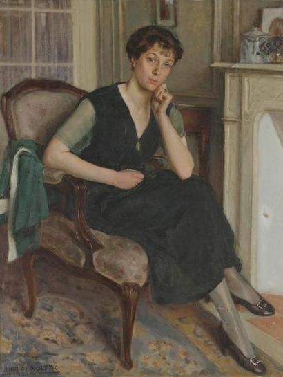 Henri GIRAULT DE NOLHAC (1884-1948) Portrait de Jeanne de Nolhac, la femme de l'artiste,...