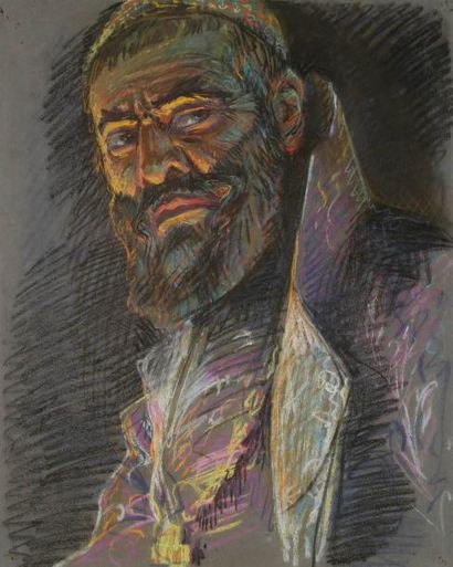 Henri GIRAULT DE NOLHAC (1884-1948) Portrait d'homme barbu Pastel. Non signé. 64...