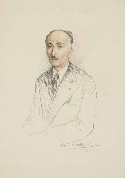 Henri GIRAULT DE NOLHAC (1884-1948) François Mauriac, 1933 Dessin aux trois crayons...