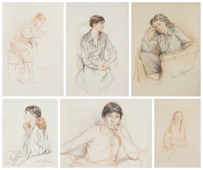 Henri GIRAULT DE NOLHAC (1884-1948) Portrait des membres de la famille de l'artiste,...