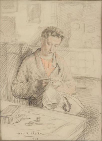 Henri GIRAULT DE NOLHAC (1884-1948) Portrait d'Elisabeth, fille de l'artiste, 1943...