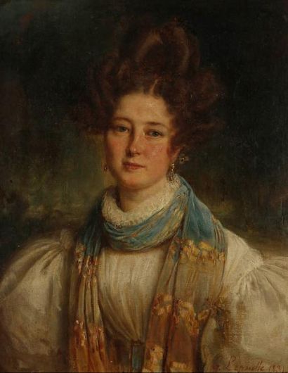 François-Gabriel LEPAULLE (1804-1886) Portrait d'Emma Hostein, 1831 Huile sur toile....