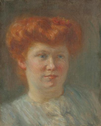 Joseph VITAL-LACAZE (1874-1946) Portrait de femme rousse Huile sur toile. Non signée....