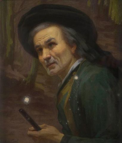 Gabriel de COOL (1854-1908) Portrait d'homme Pastel. Signé en bas à gauche. (Tâches...