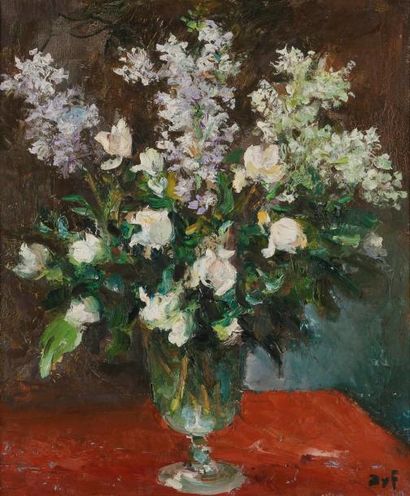 Marcel Dreyfus DYF (1899-1985) Bouquet de fleurs Huile sur toile. Signée en bas à...