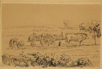 Joseph VITAL-LACAZE (1874-1946) À la ferme - Au champ, 1916 2 dessins à l'encre....