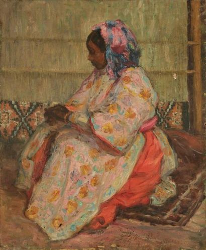 Joseph VITAL-LACAZE (1874-1946) Marocaine Huile sur toile. Signée en bas à droite....
