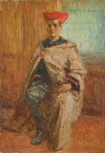 Joseph VITAL-LACAZE (1874-1946) Prince marocain, 1915 Huile sur panneau. Monogrammée...