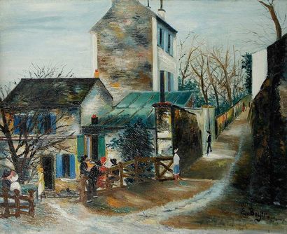 Emile BOYER (1877-1948) Montmartre, Le Lapin Agile. Huile sur toile. Signée en bas...