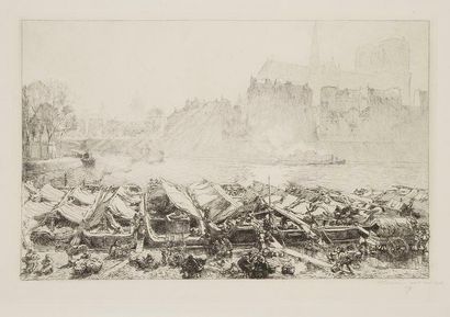 AUGUSTE LEPERE (1849-1918) Le Grand marché aux pommes. 1891. Eau-forte. 463 x 315....