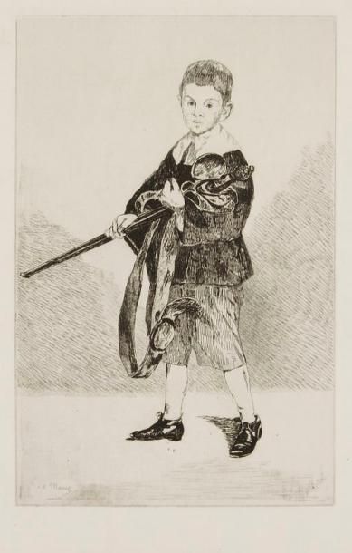 Edouard MANET (1832-1883) L'Enfant à l'épée tourné à gauche. 1861. Eau-forte et aquatinte....