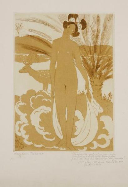 Georges MANZANA-PISSARRO (1871-1961) Jeune femme au daim. Pl. pour L'Anneau de Sakuntala....