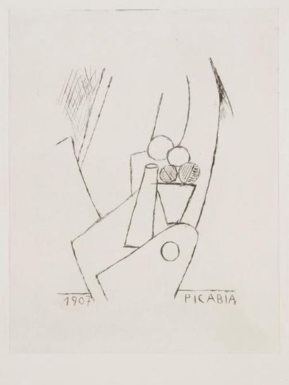 Francis PICABIA (1879-1953) Machine cubiste. 1907. Eau-forte. 185 x 237. Parfaite...