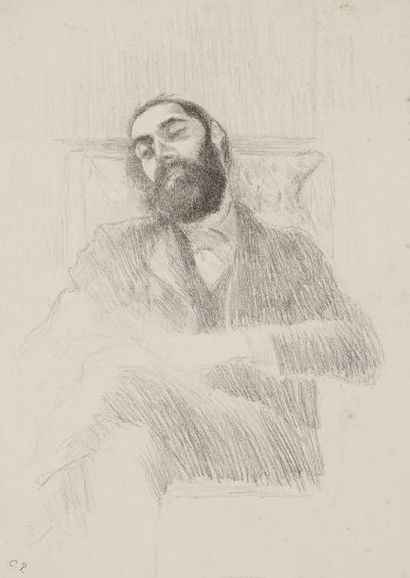 Camille PISSARRO (1830-1903) Convalescence (Lucien Pissarro). 1897. Zincographie....