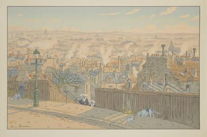 Henri RIVIERE (1864-1951) Paris vu de Montmartre. Pl. 2 des Paysages parisiens. 1900....