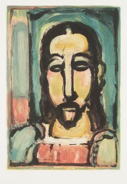 Georges ROUAULT (1871-1958) Christ de face. Pl. pour Les Fleurs du mal. 1936-1938....