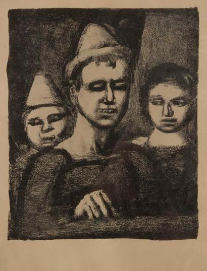 Georges ROUAULT (1871-1958) Trio. Pl. de Saltimbanques. Lithographie. 195 x 238....