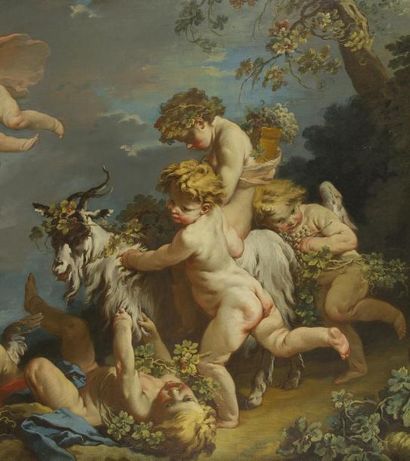 François BOUCHER (Paris 1703 - 1770) Jeux d'Enfants ou L'Automne Toile, un dessus-de-porte...