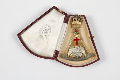 null Important bijou de Chevalier Rose-Croix en dans son écrin d'origine. 1933. Vermeil...