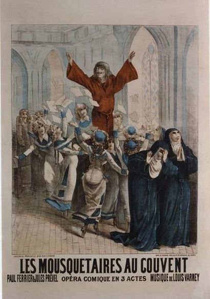 null 1 Affiche Mousquetaires au couvent (Les), Varney L. [1880] Non signée. Imp....